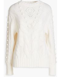 Autumn Cashmere - Pompom-embellished Cable-knit Cashmere Sweater - Lyst