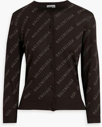 Balenciaga - Logo-print Flocked Cotton Cardigan - Lyst