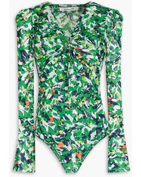 Diane von Furstenberg - Lyric Printed Stretch-mesh Bodysuit - Lyst