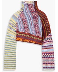 Rag & Bone - Cropped Jacquard-knit Wool-blend Turtleneck Sweater - Lyst