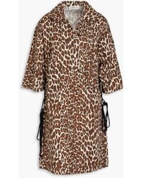Tory Burch - Leopard-print Cotton-poplin Mini Dress - Lyst