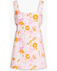 Maje - Cutout Floral-print Cotton Mini Dress - Lyst