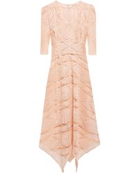 Maje Asymmetric Guipure Lace Midi Dress Blush - Pink