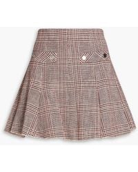 Maje - Button-embellished Prince Of Wales Checked Cotton-blend Tweed Mini Skirt - Lyst