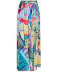 FARM Rio - Bedruckte hose mit weitem bein aus crêpe de chine mit falten - Lyst