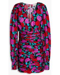 Ronny Kobo - Carissa Ruched Floral-jacquard Mini Dress - Lyst