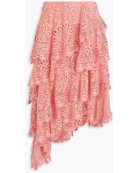 FARM Rio - Asymmetric Tiered Guipure Lace Maxi Skirt - Lyst