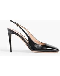 Gianvito Rossi - Christina Glossed-Leather Slingback Pumps - Lyst