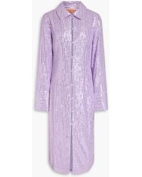 Stine Goya - Sonja Sequined Jacquard-Knit Midi Shirt Dress - Lyst