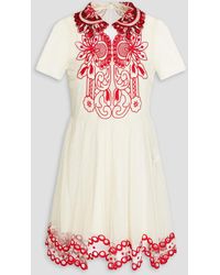 RED Valentino - Embellished Point D'espirit Mini Dress - Lyst