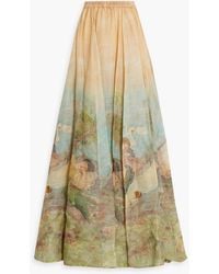 Zimmermann - Printed Cotton And Linen-blend Maxi Skirt - Lyst