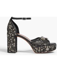 Zimmermann - Pixie 100 Crystal-Embellished Corded Lace Platform Sandals - Lyst