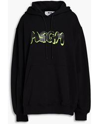 MSGM - Oversized Logo-print French Cotton-terry Hoodie - Lyst