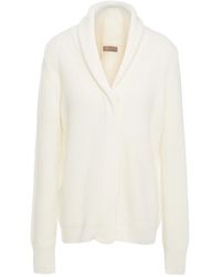 N.Peal Cashmere Ribbed Cashmere Cardigan - White