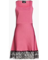 Boutique Moschino - Lace-trimmed Stretch-knit Dress - Lyst