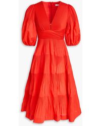 Zimmermann - Tiered Plissé-Organza Midi Dress - Lyst