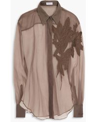 Brunello Cucinelli - Embellished Silk-Organza Shirt - Lyst