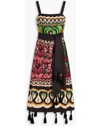 FARM Rio - Wrap-effect Printed Linen-blend Midi Dress - Lyst