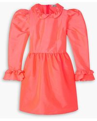 BATSHEVA - Ruffled Neon Taffeta Mini Dress - Lyst