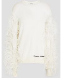 Valentino Garavani - Feather-embellished Wool And Cashmere-blend Sweater - Lyst