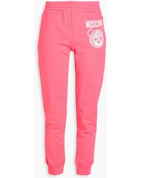 Moschino - Printed French Cotton-terry Track Pants - Lyst