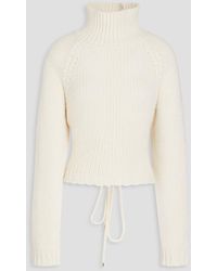 Maje - Lace-up Knitted Turtleneck Sweater - Lyst