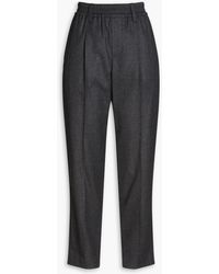 Brunello Cucinelli - Cropped Bead-embellished Wool Tapered Pants - Lyst