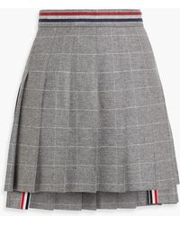 Thom Browne - Pleated Checked Wool And Cashmere-Blend Flannel Mini Skirt - Lyst