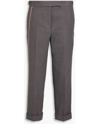 Thom Browne - Cropped Striped Cotton-blend Bouclé Slim-leg Pants - Lyst