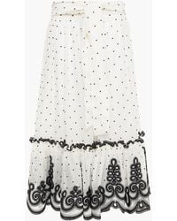 Zimmermann - Embroidered Linen And Silk-blend Gauze Midi Skirt - Lyst