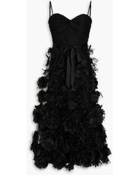 Marchesa - Appliquéd Organza And Tulle Midi Dress - Lyst