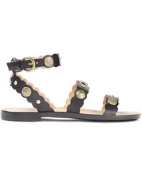 Sandro Susie Leather Flat Sandals - Black