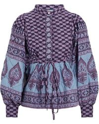 Antik Batik - Maddy Quilted Printed Cotton-voile Blouse - Lyst
