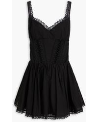 Charo Ruiz - Guipure Lace-Trimmed Cotton-Blend Voile Mini Dress - Lyst