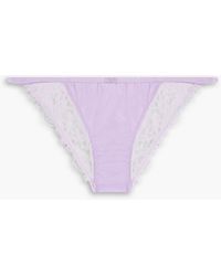 Love Stories - Wild Rose Lila Satin-paneled Leavers Lace Low-rise Briefs - Lyst