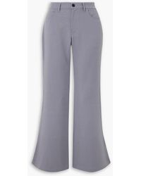 Marni - Embroidered Grain De Poudre Wool And Mohair-blend Flared Pants - Lyst