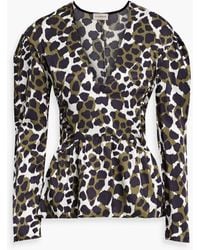 By Malene Birger - Bluse aus glänzendem twill mit leopardenprint und schößchen - Lyst