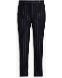 Dolce & Gabbana - Striped Wool-blend Flannel Tapered Pants - Lyst