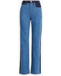 FRAME - Le Jane Two-tone High-rise Straight-leg Jeans - Lyst