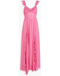 LoveShackFancy Collia Tiered Silk Chiffon Maxi Dress in Pink | Lyst  Australia
