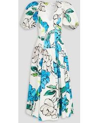 Aje. - Pedestal Floral-print Linen-blend Midi Dress - Lyst