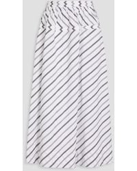 Tory Burch - Striped Cotton-poplin Midi Skirt - Lyst