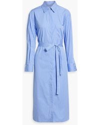 Another Tomorrow - Striped Cotton-poplin Midi Shirt Dress - Lyst