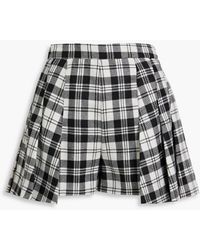RED Valentino - Layered Pleated Checked Wool Shorts - Lyst