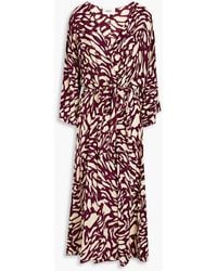 Ba&sh - Goa Pleated Printed Crepe De Chine Midi Wrap Dress - Lyst