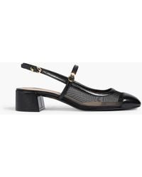 Stuart Weitzman - Maeve Mesh And Leather Slingback Mary Jane Pumps - Lyst