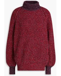 Ganni - Oversized Donegal Wool-blend Turtleneck Sweater - Lyst