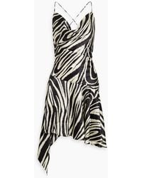 Nicholas - Bitty Draped Zebra-print Silk-satin Mini Dress - Lyst