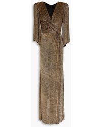 Jenny Packham - Wrap-effect Embellished Georgette Gown - Lyst