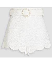 Zimmermann - Belted Corded Lace Shorts - Lyst